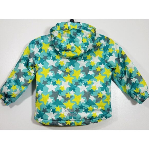 Lupilu Kids Insulated Rain  Jacket Hooded Star Patterned Blue Green Water-proof - Picture 2 of 12